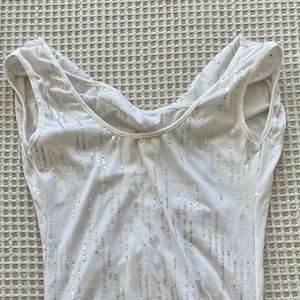 Arden B Off shoulder/ cap sleeve White Top with Silver sequins size XS